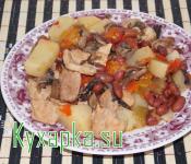 Мясо с грибами и фасолью: рецепты вкусных блюд Приготовление мяса с фасолью и грибами в горшочке по фото шагам рецепта